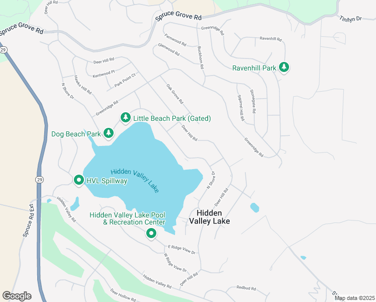 map of restaurants, bars, coffee shops, grocery stores, and more near 18836 North Shore Drive in Hidden Valley Lake