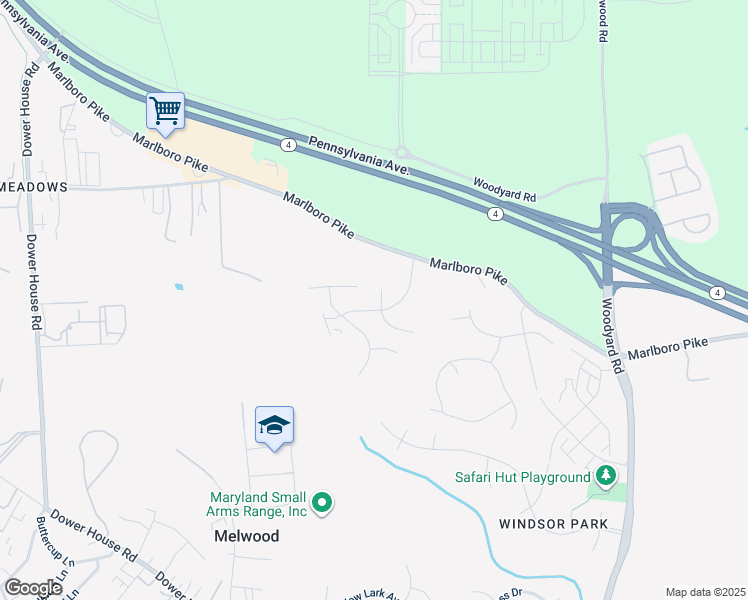 map of restaurants, bars, coffee shops, grocery stores, and more near 5613 Havenwood Court in Upper Marlboro