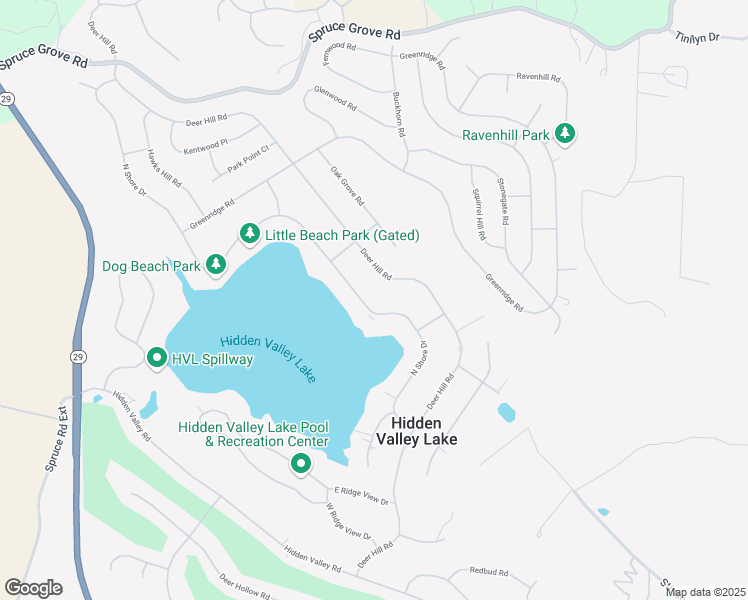 map of restaurants, bars, coffee shops, grocery stores, and more near 18836 North Shore Drive in Hidden Valley Lake