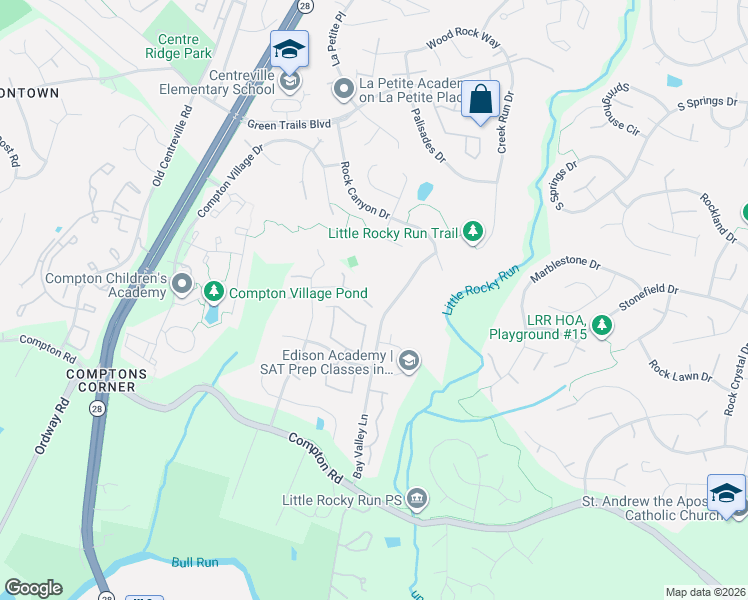 map of restaurants, bars, coffee shops, grocery stores, and more near 14202 Hartwood Court in Centreville
