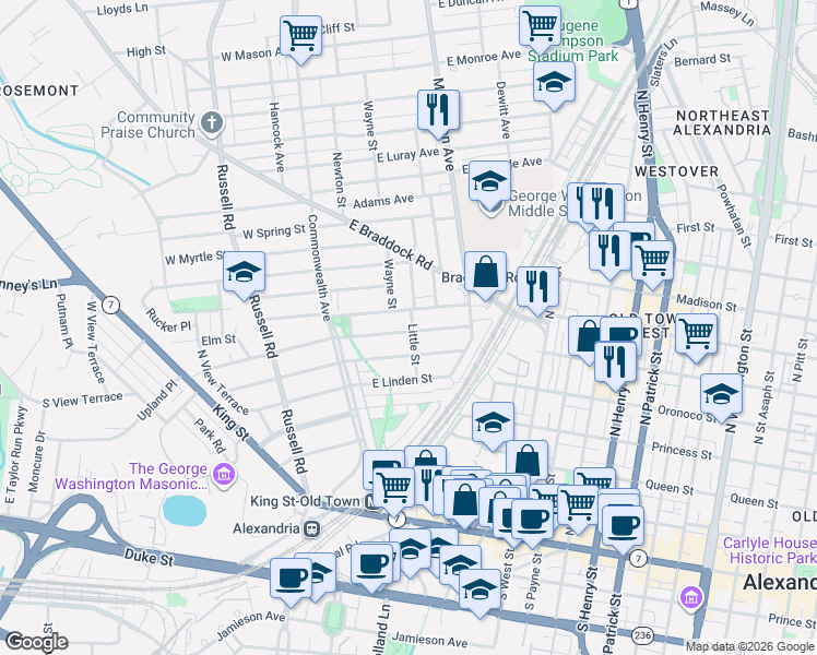 map of restaurants, bars, coffee shops, grocery stores, and more near 101 Independence Avenue Southeast in Washington