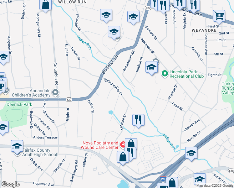 map of restaurants, bars, coffee shops, grocery stores, and more near 5112 Clinton Road in Alexandria