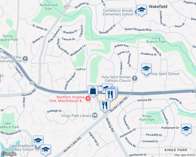 map of restaurants, bars, coffee shops, grocery stores, and more near 5120 Lipsner Court in Annandale