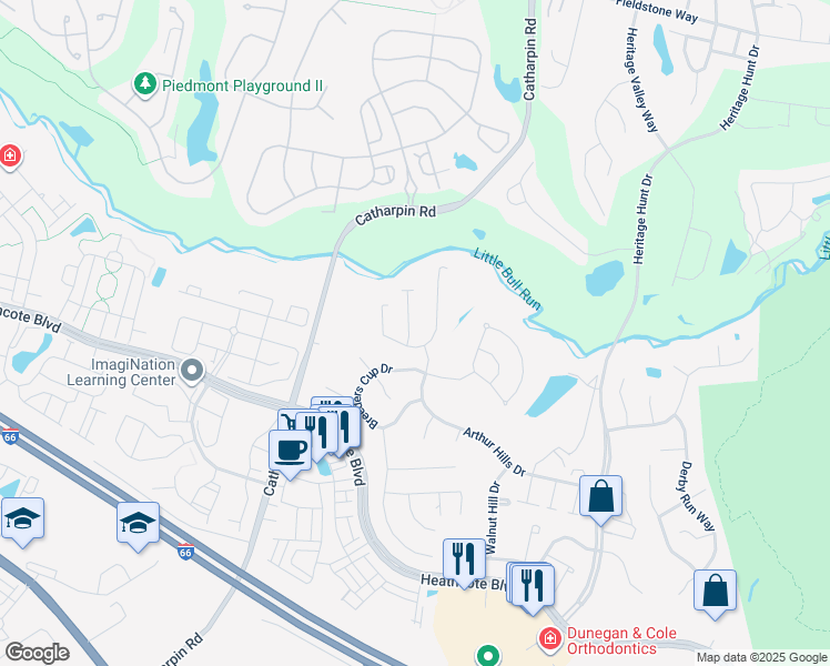 map of restaurants, bars, coffee shops, grocery stores, and more near 6571 Bullen Bluff Terrace in Gainesville