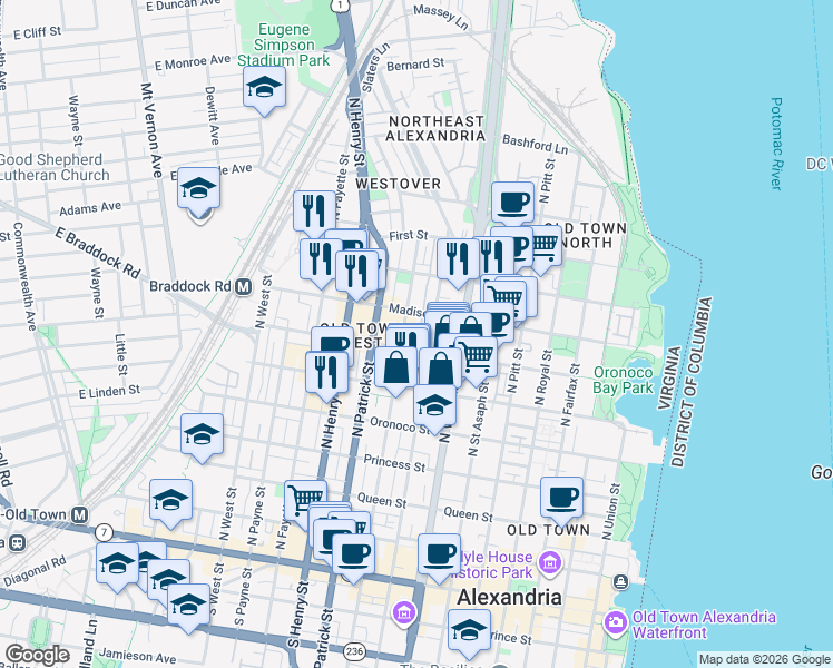 map of restaurants, bars, coffee shops, grocery stores, and more near 101 Independence Avenue Southeast in Washington
