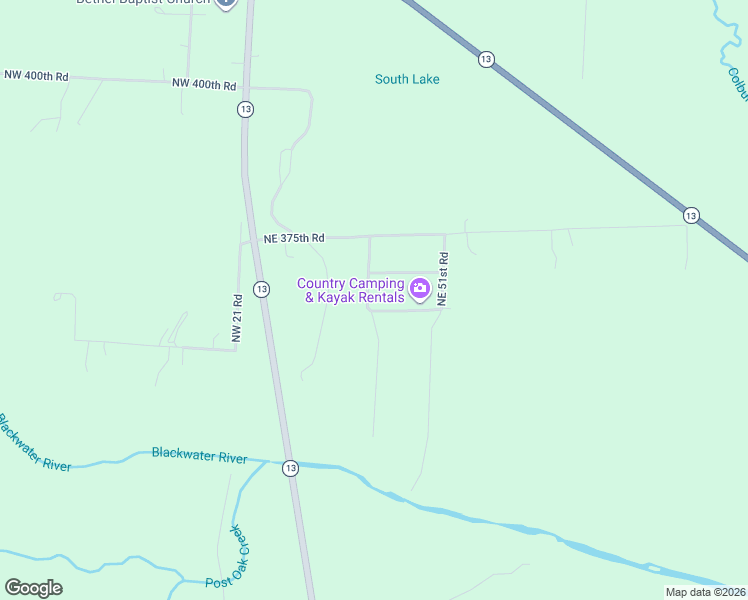 map of restaurants, bars, coffee shops, grocery stores, and more near 21 Northeast 350th Road in Warrensburg
