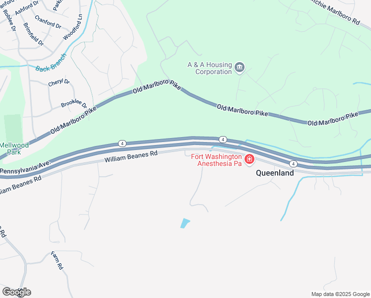 map of restaurants, bars, coffee shops, grocery stores, and more near 11400 William Beanes Road in Upper Marlboro