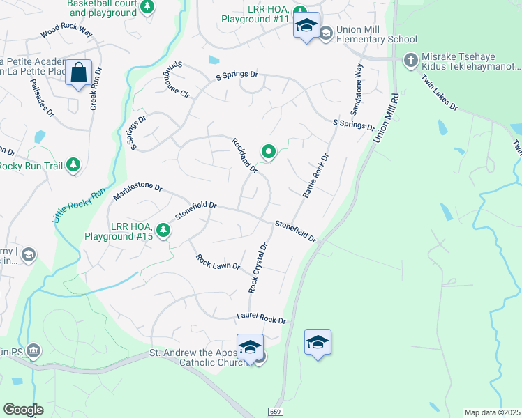 map of restaurants, bars, coffee shops, grocery stores, and more near 6616 Rockland Drive in Clifton