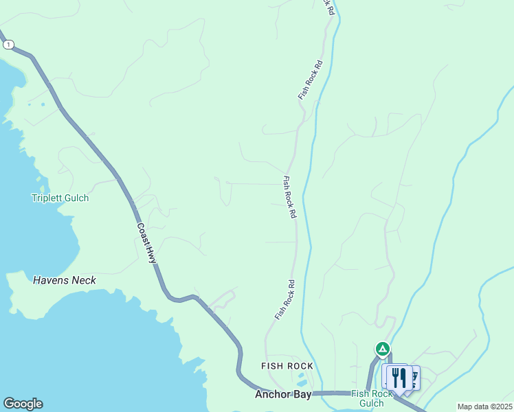 map of restaurants, bars, coffee shops, grocery stores, and more near 46300 Fish Rock Road in Gualala