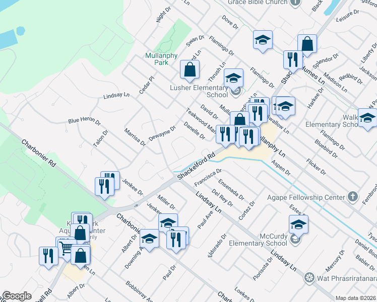 map of restaurants, bars, coffee shops, grocery stores, and more near 1017 Torero Lane in Florissant