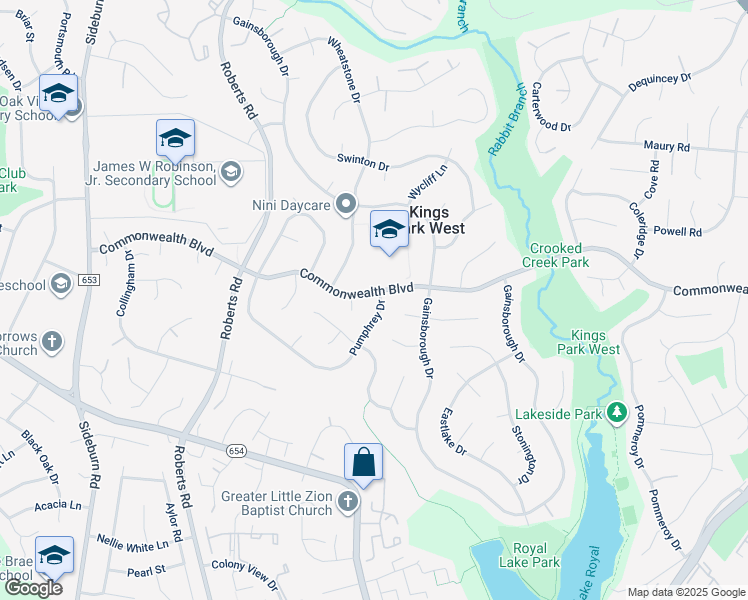 map of restaurants, bars, coffee shops, grocery stores, and more near 5110 Pumphrey Drive in Fairfax