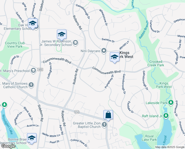 map of restaurants, bars, coffee shops, grocery stores, and more near 5207 Mornington Court in Fairfax
