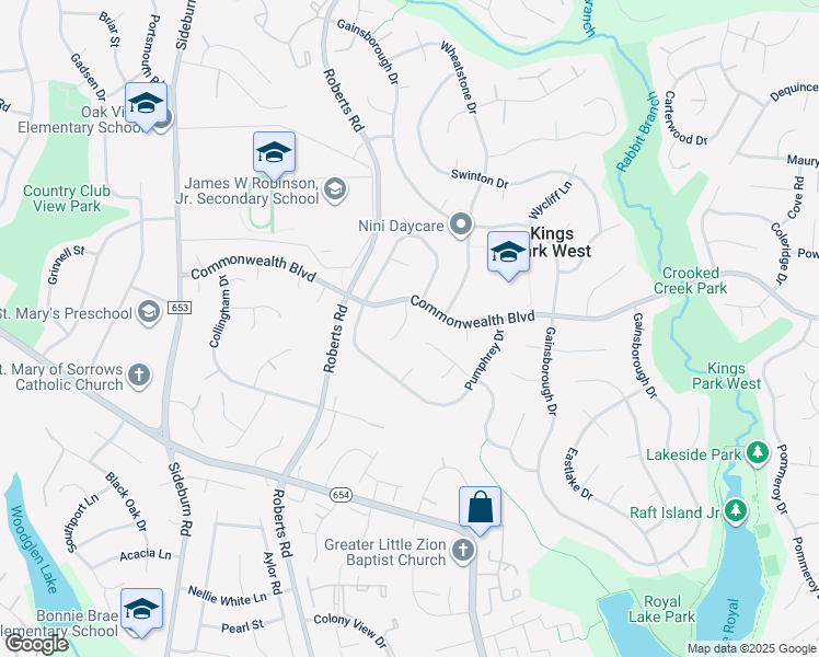 map of restaurants, bars, coffee shops, grocery stores, and more near 5207 Mornington Court in Fairfax