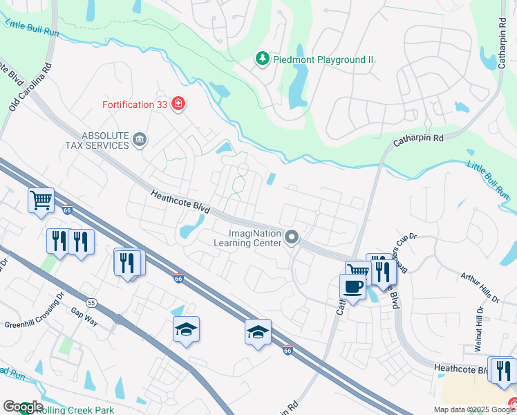 map of restaurants, bars, coffee shops, grocery stores, and more near 15002 Danehurst Circle in Gainesville