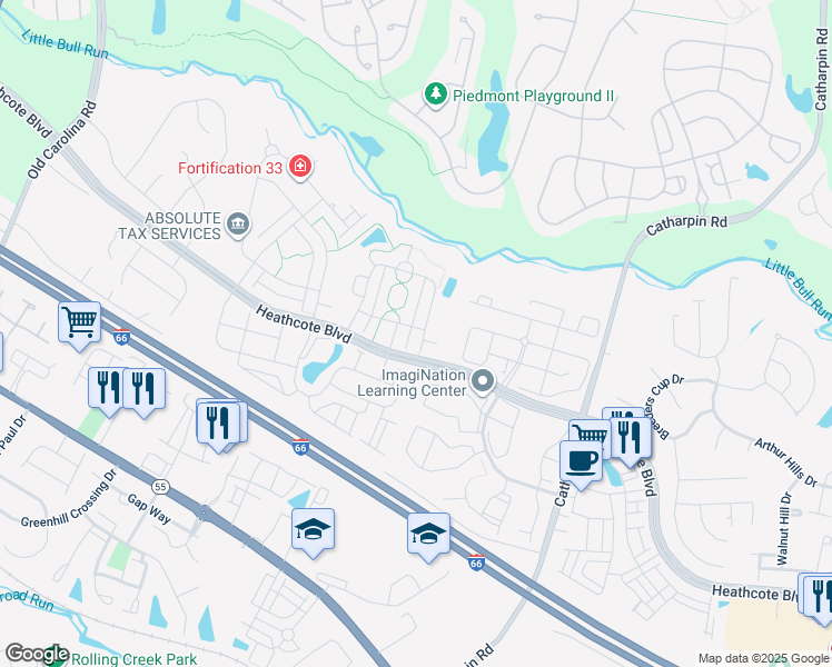 map of restaurants, bars, coffee shops, grocery stores, and more near 6751 Calthorpe Place in Gainesville