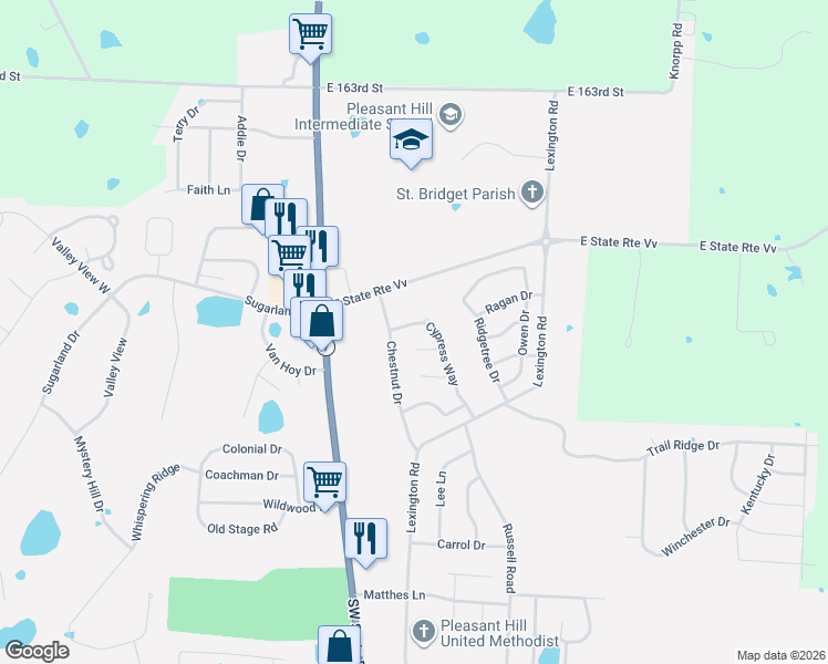 map of restaurants, bars, coffee shops, grocery stores, and more near 1304 Pin Oak Court in Pleasant Hill
