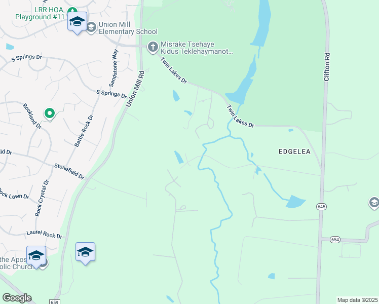 map of restaurants, bars, coffee shops, grocery stores, and more near 13300 Johnny Moore Lane in Clifton