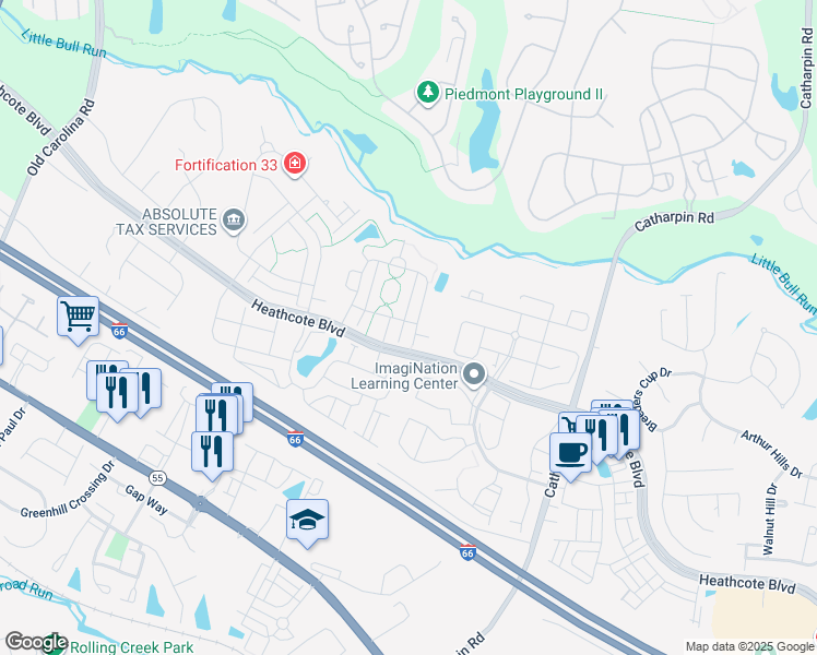 map of restaurants, bars, coffee shops, grocery stores, and more near 6751 Calthorpe Place in Gainesville