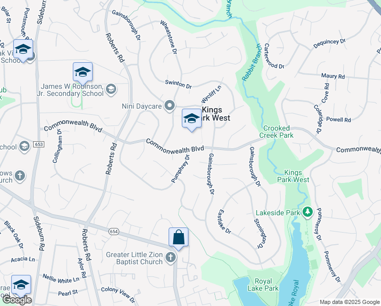 map of restaurants, bars, coffee shops, grocery stores, and more near 5109 Pumphrey Drive in Fairfax