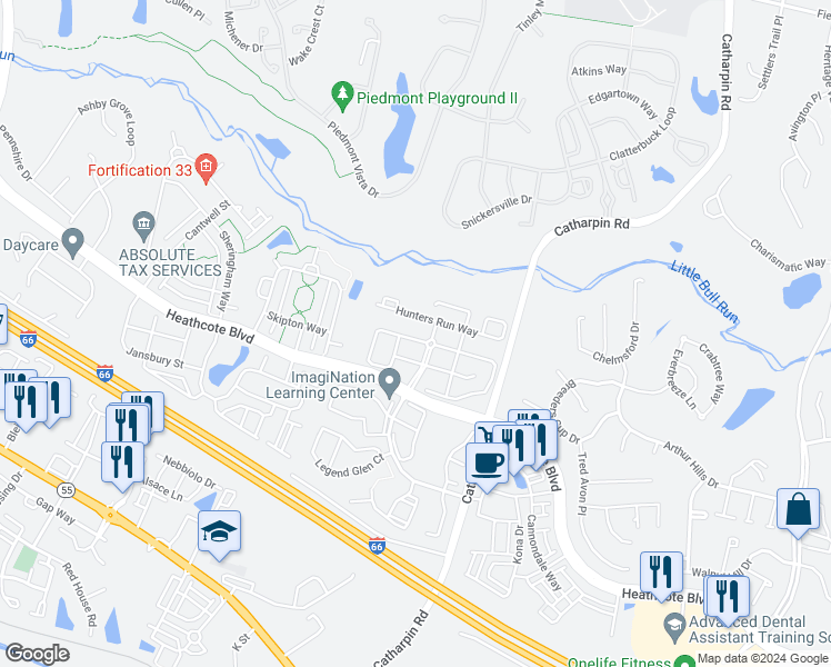 map of restaurants, bars, coffee shops, grocery stores, and more near 14308 Fallsmere Circle in Gainesville