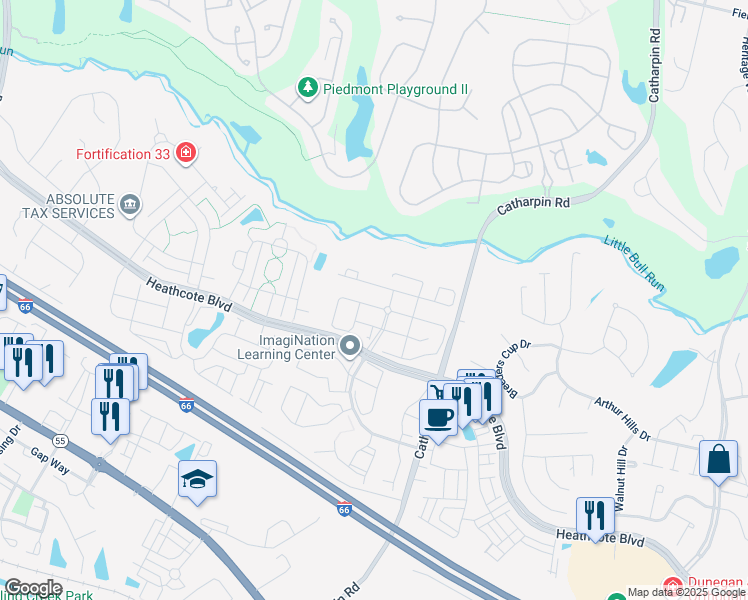 map of restaurants, bars, coffee shops, grocery stores, and more near 14308 Fallsmere Circle in Gainesville