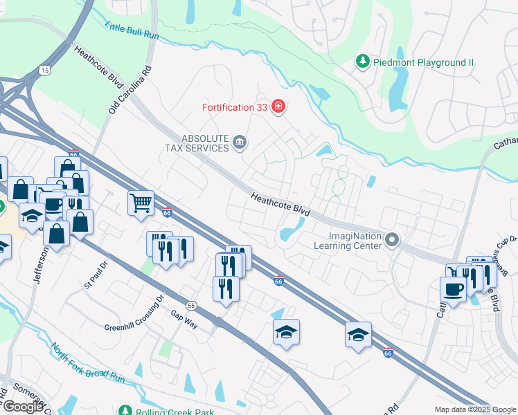 map of restaurants, bars, coffee shops, grocery stores, and more near 14558 Collingham Place in Gainesville