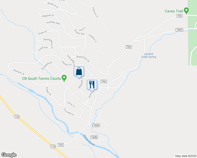 map of restaurants, bars, coffee shops, grocery stores, and more near 337 Cement Creek Road in Crested Butte