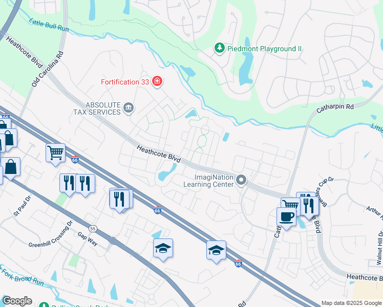 map of restaurants, bars, coffee shops, grocery stores, and more near 6751 Stapleton Place in Gainesville