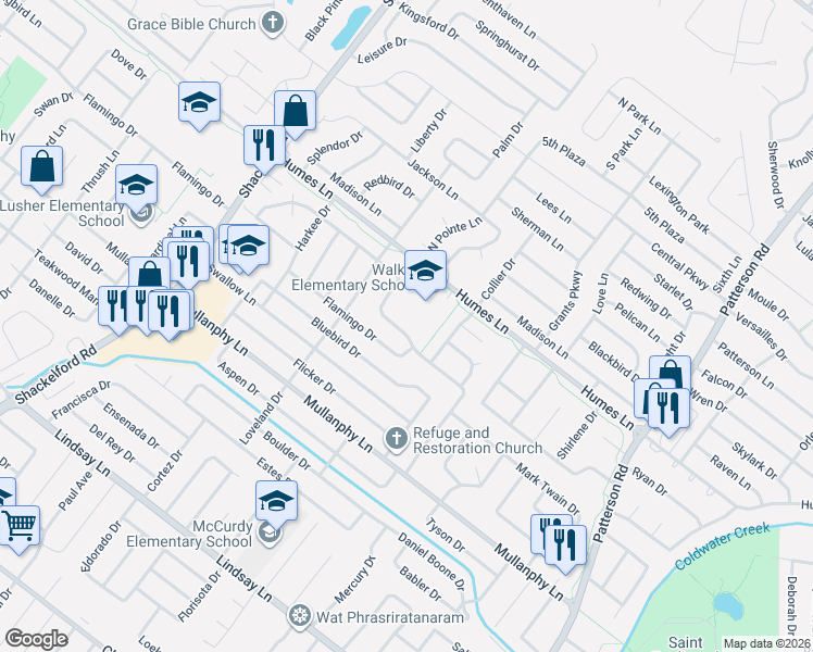 map of restaurants, bars, coffee shops, grocery stores, and more near 1210 Verlene Drive in Florissant