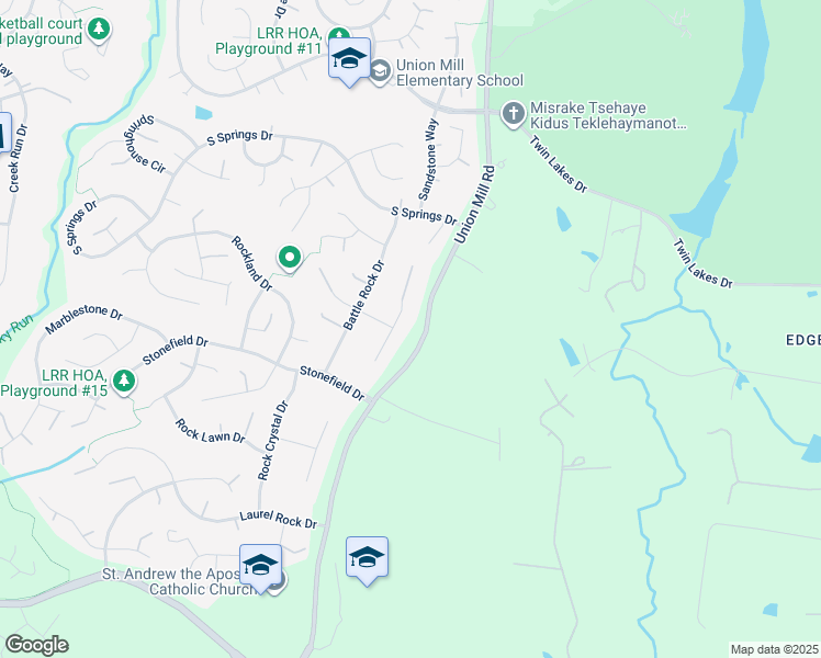 map of restaurants, bars, coffee shops, grocery stores, and more near 6411 Woodland Run Court in Clifton