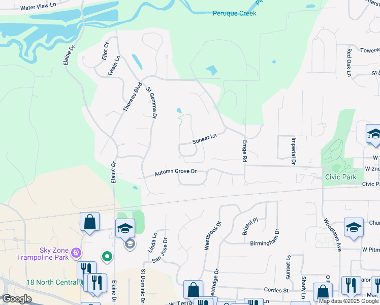 map of restaurants, bars, coffee shops, grocery stores, and more near 200 Sunset Villa Circle in O'Fallon
