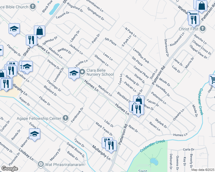 map of restaurants, bars, coffee shops, grocery stores, and more near 2075 Grants Parkway in Florissant