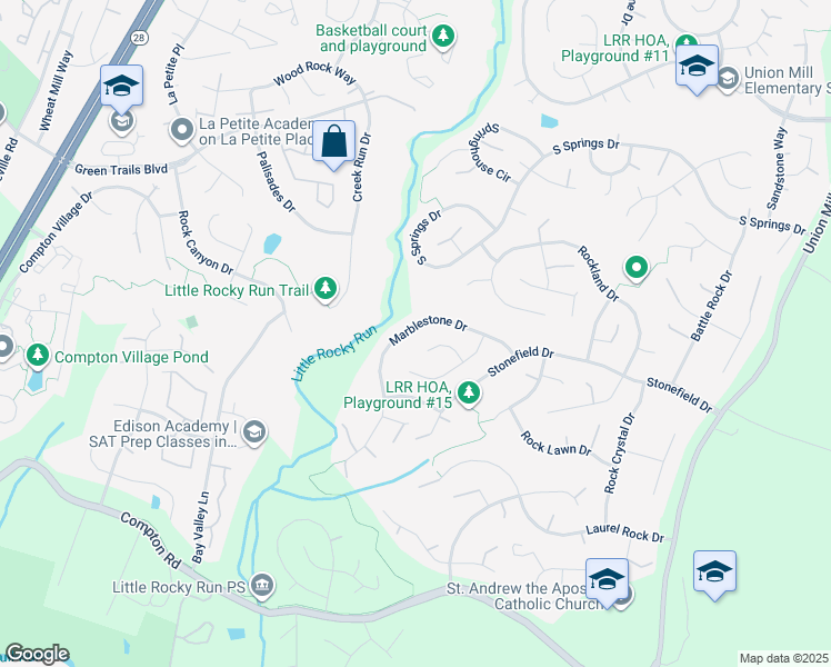 map of restaurants, bars, coffee shops, grocery stores, and more near 13931 Marblestone Drive in Clifton
