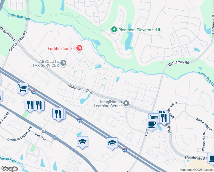 map of restaurants, bars, coffee shops, grocery stores, and more near 6718 Eldermill Lane in Gainesville