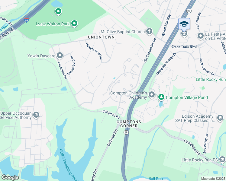 map of restaurants, bars, coffee shops, grocery stores, and more near 6855 Malton Court in Centreville