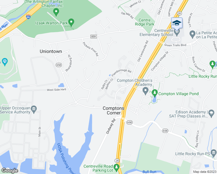 map of restaurants, bars, coffee shops, grocery stores, and more near 6855 Malton Court in Centreville