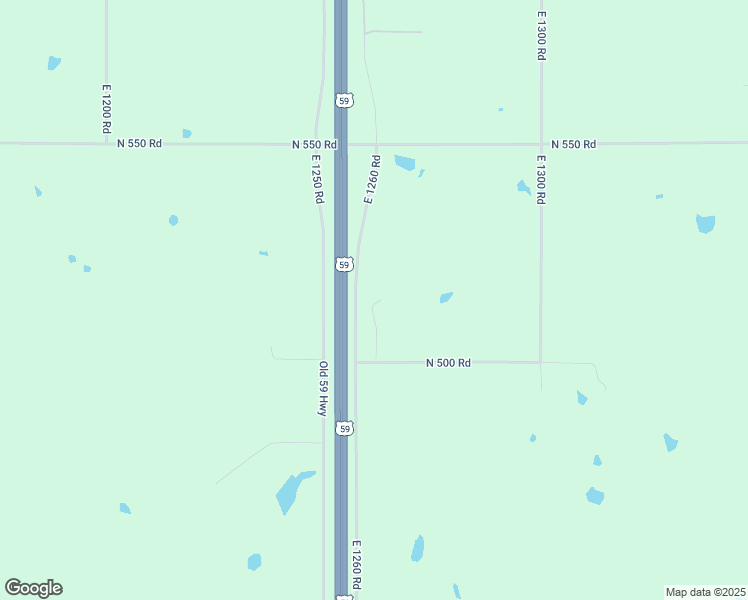 map of restaurants, bars, coffee shops, grocery stores, and more near 1262 North 500 Road in Baldwin City