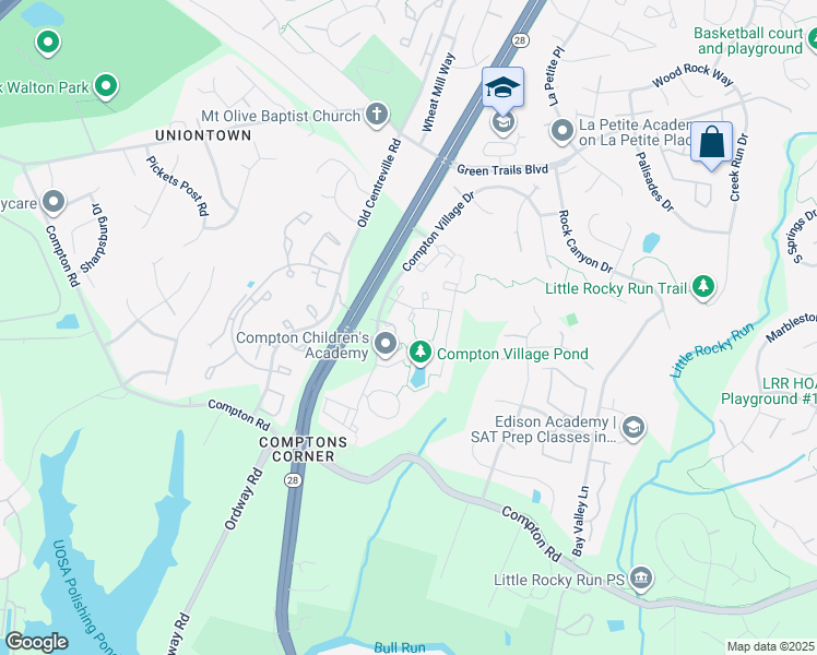 map of restaurants, bars, coffee shops, grocery stores, and more near 14317 Flomation Court in Centreville