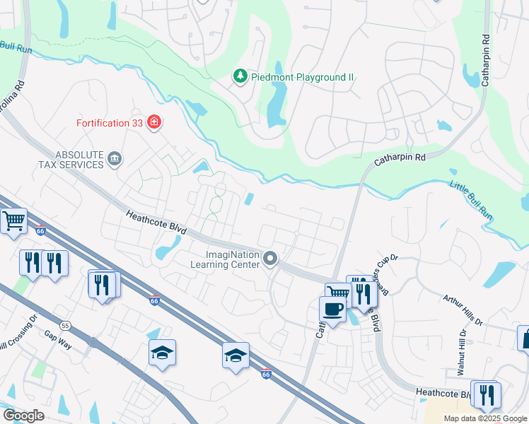 map of restaurants, bars, coffee shops, grocery stores, and more near 14251 Hunters Run Way in Gainesville