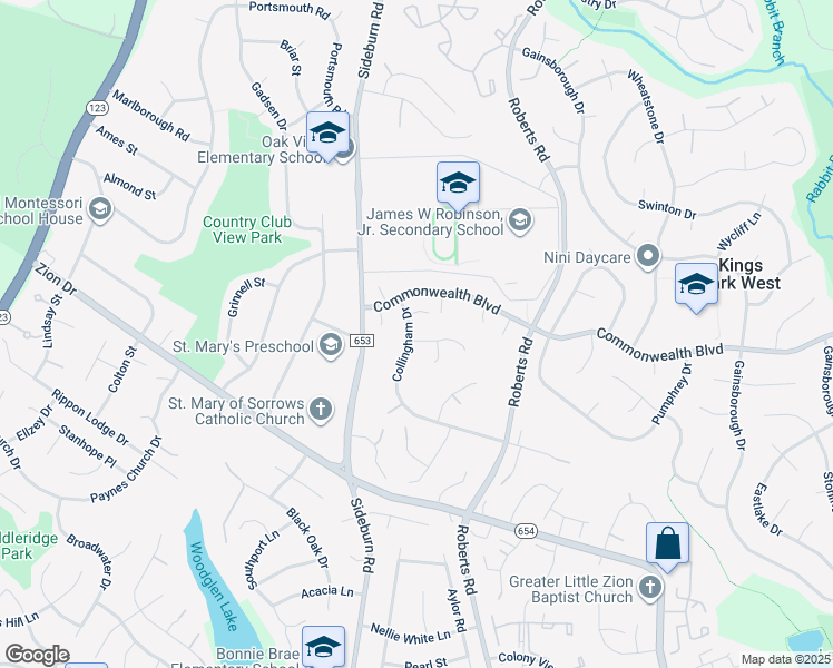 map of restaurants, bars, coffee shops, grocery stores, and more near 10438 Collingham Drive in Fairfax