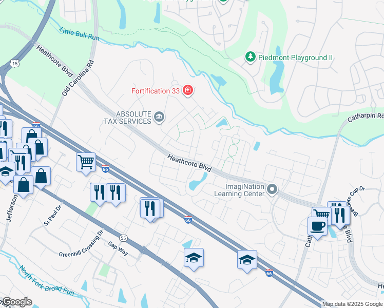 map of restaurants, bars, coffee shops, grocery stores, and more near 17004 Loftridge Lane in Gainesville