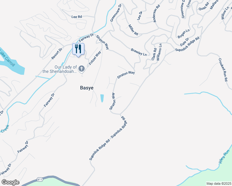 map of restaurants, bars, coffee shops, grocery stores, and more near 695 Straton Way in Mount Jackson
