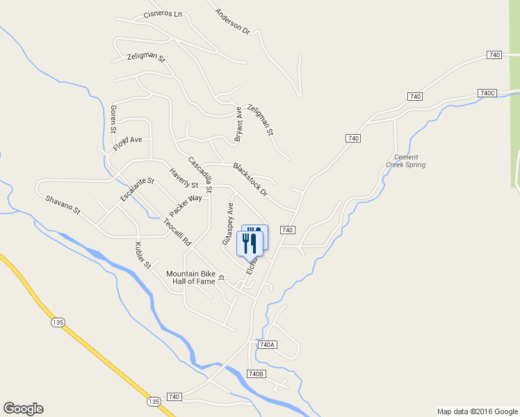 map of restaurants, bars, coffee shops, grocery stores, and more near 47 Haverly Street in Crested Butte