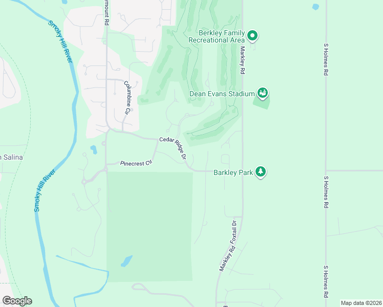 map of restaurants, bars, coffee shops, grocery stores, and more near 2430 Cedar Ridge Drive in Salina