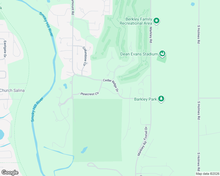 map of restaurants, bars, coffee shops, grocery stores, and more near 2430 Cedar Ridge Drive in Salina