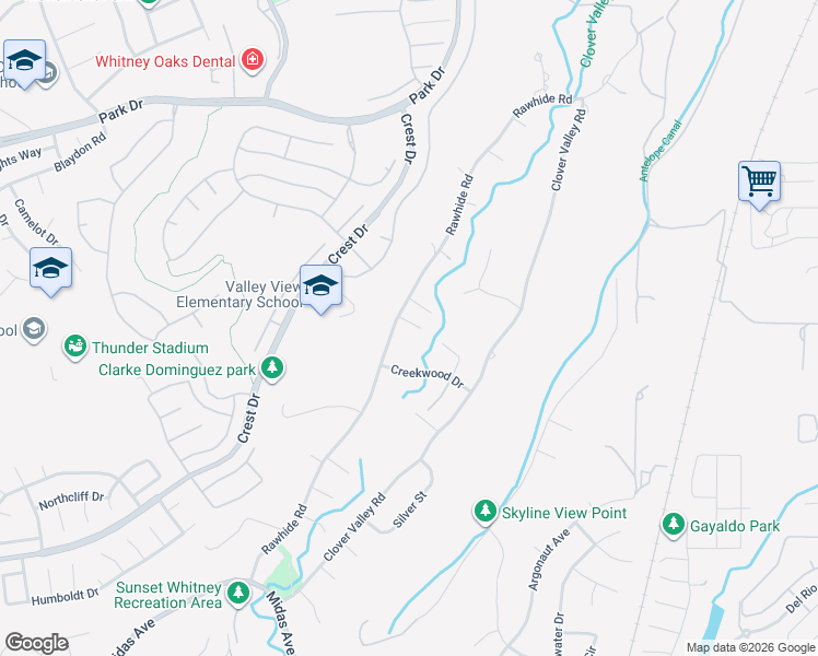 map of restaurants, bars, coffee shops, grocery stores, and more near 3967 Rawhide Road in Rocklin