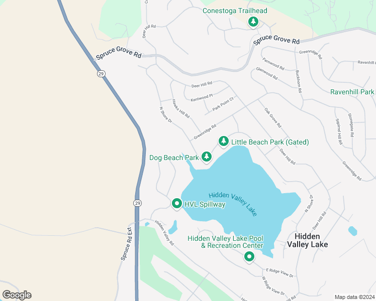 map of restaurants, bars, coffee shops, grocery stores, and more near 18337 North Shore Drive in Hidden Valley Lake