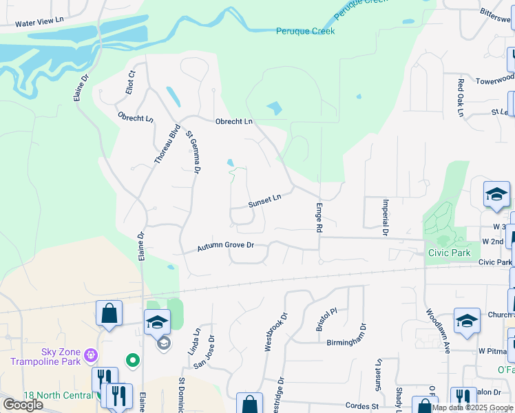 map of restaurants, bars, coffee shops, grocery stores, and more near 200 Sunset Villa Circle in O'Fallon