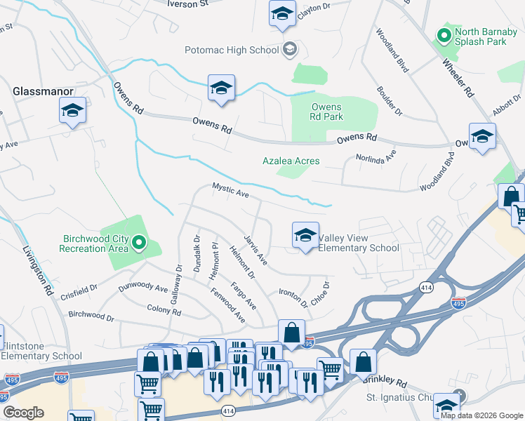 map of restaurants, bars, coffee shops, grocery stores, and more near 1608 Clearview Avenue in Oxon Hill