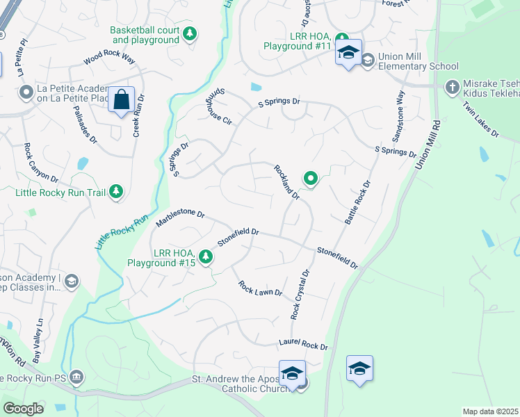 map of restaurants, bars, coffee shops, grocery stores, and more near 6506 Rockland Dr in Clifton